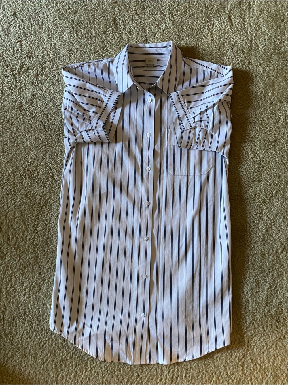 a new day White Dress with Black Stripes